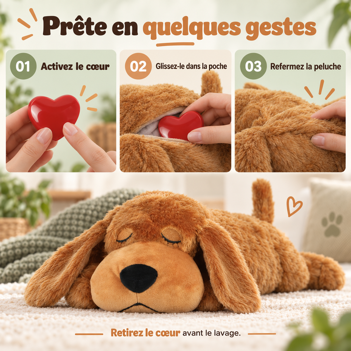 Peluche Cœur Battant pour chien